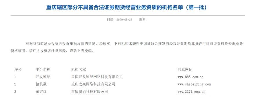 多地证监局公示场外配资黑名单，参与股票投资风险极大
